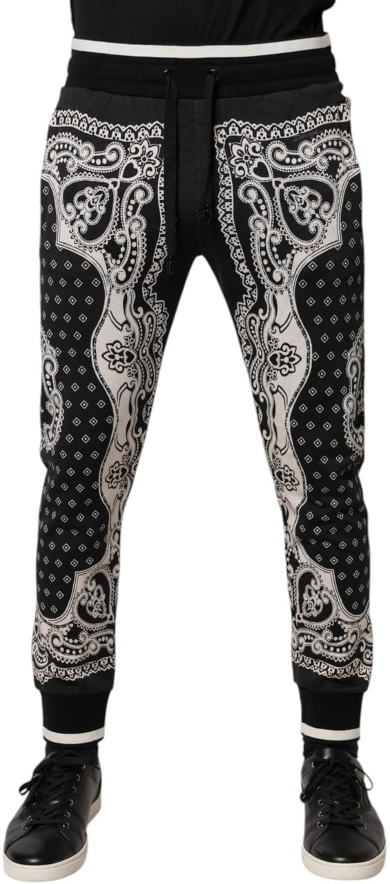 Dolce & Gabbana Black Cotton Bandana Jogger Sweatpants Pants Zwart