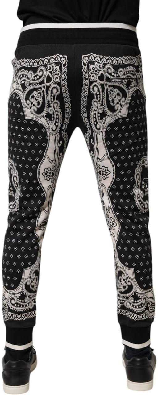Dolce & Gabbana Black Cotton Bandana Jogger Sweatpants Pants Zwart