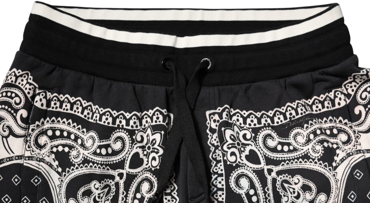 Dolce & Gabbana Black Cotton Bandana Jogger Sweatpants Pants Zwart
