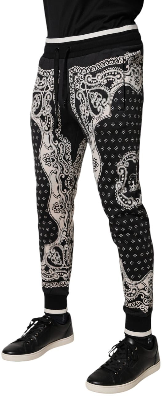 Dolce & Gabbana Black Cotton Bandana Jogger Sweatpants Pants Zwart