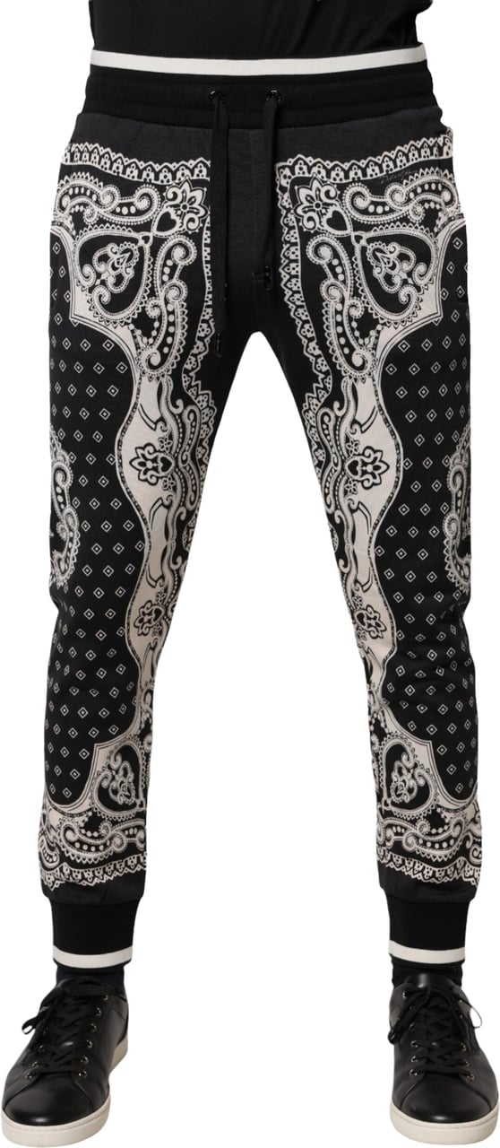 Dolce & Gabbana Black Cotton Bandana Jogger Sweatpants Pants Zwart