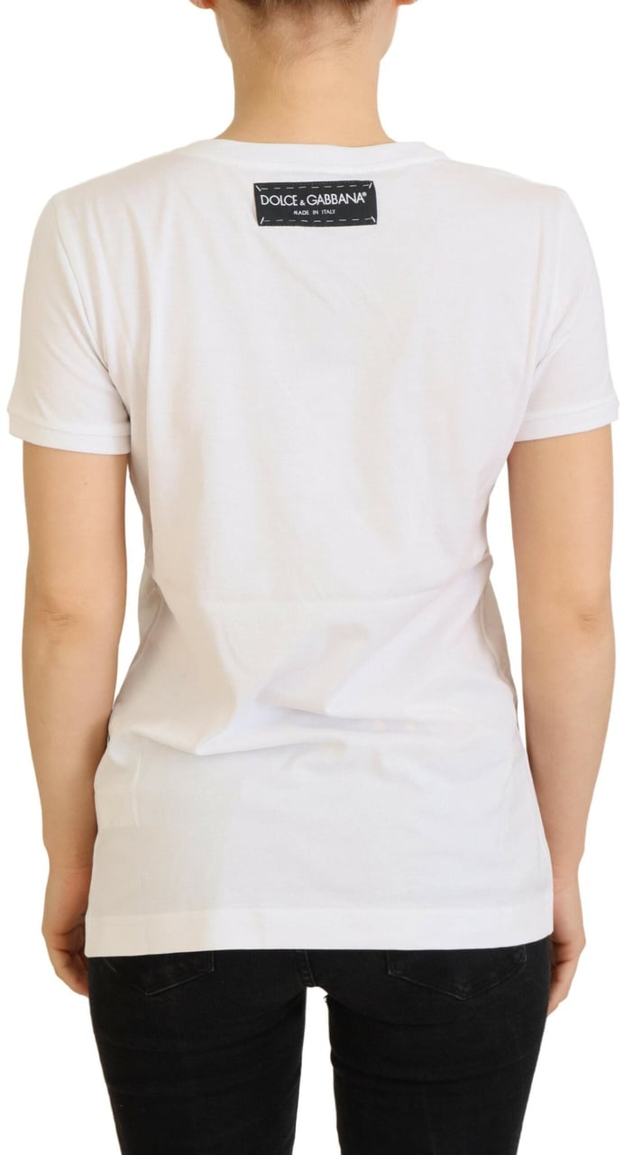 Dolce & Gabbana T-shirt Top White Textured Short Sleeve Wit