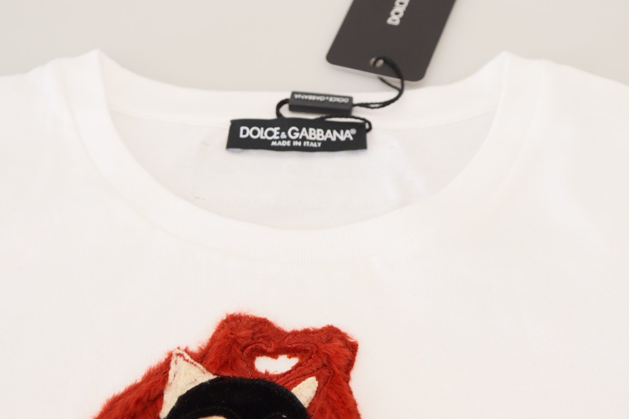 Dolce & Gabbana T-shirt Top White Textured Short Sleeve Wit