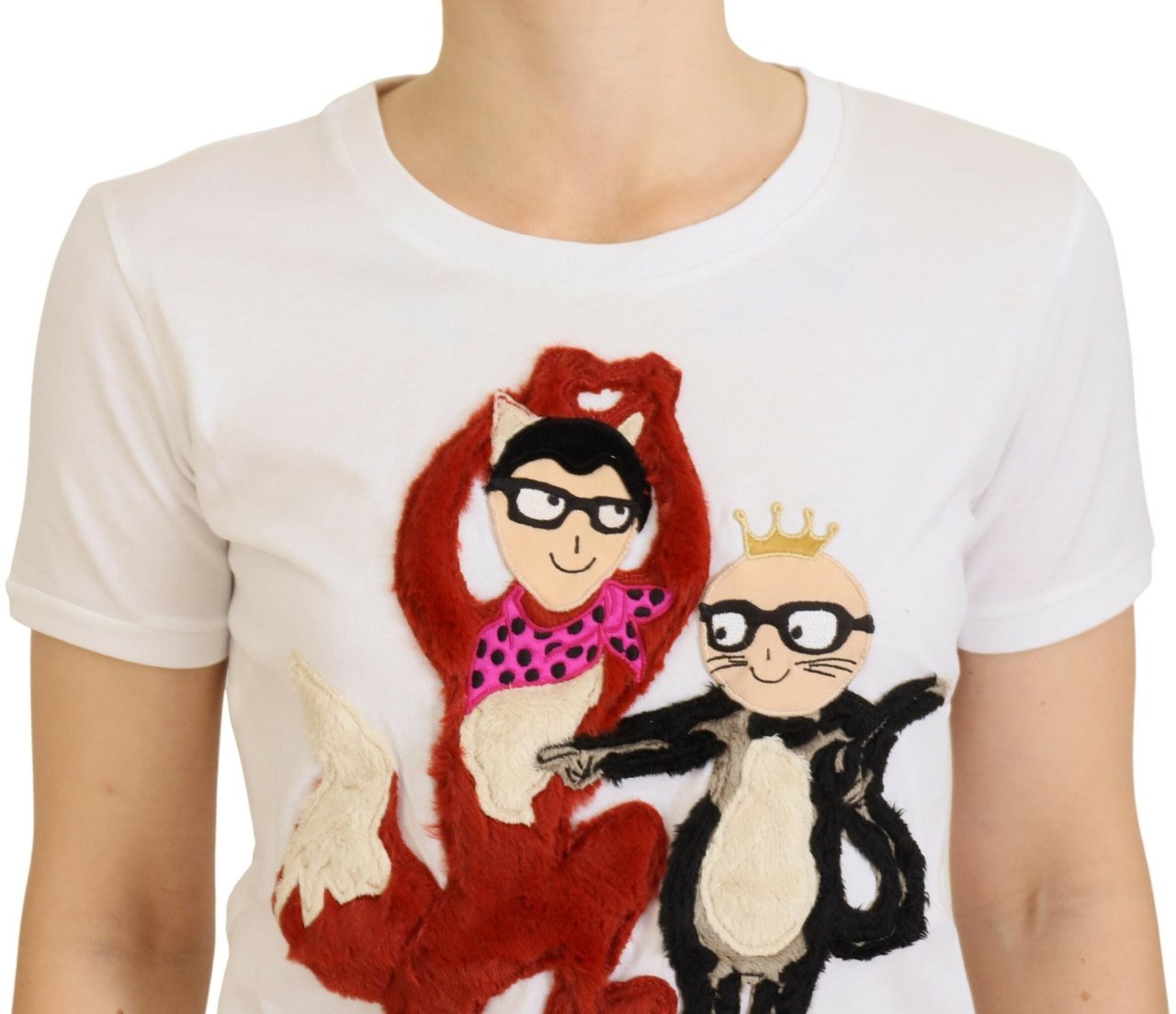 Dolce & Gabbana T-shirt Top White Textured Short Sleeve Wit