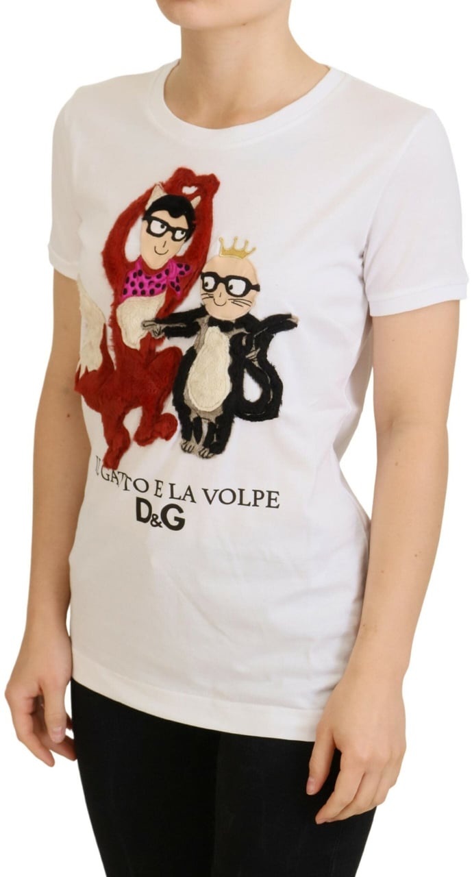 Dolce & Gabbana T-shirt Top White Textured Short Sleeve Wit