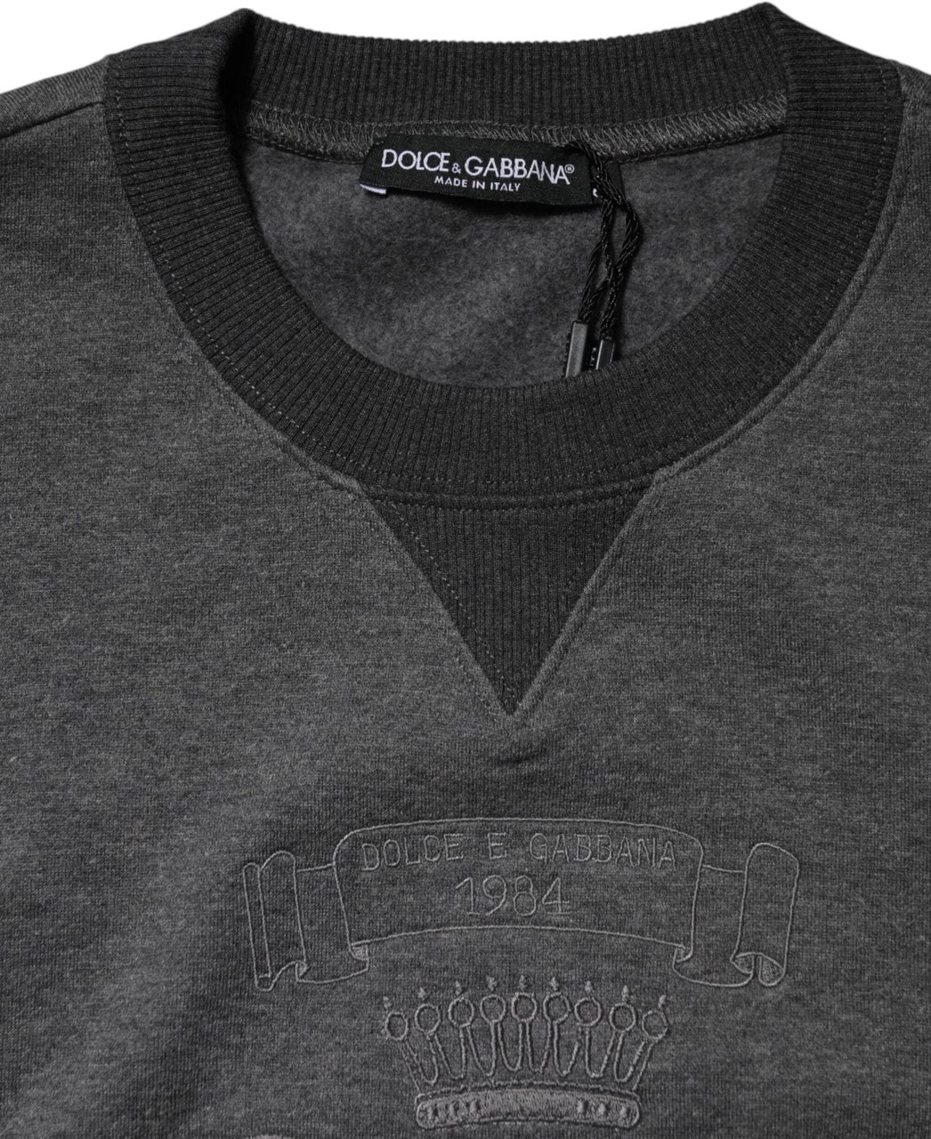 Dolce & Gabbana Gray DG Logo Embroidered Pullover Sweater Grijs