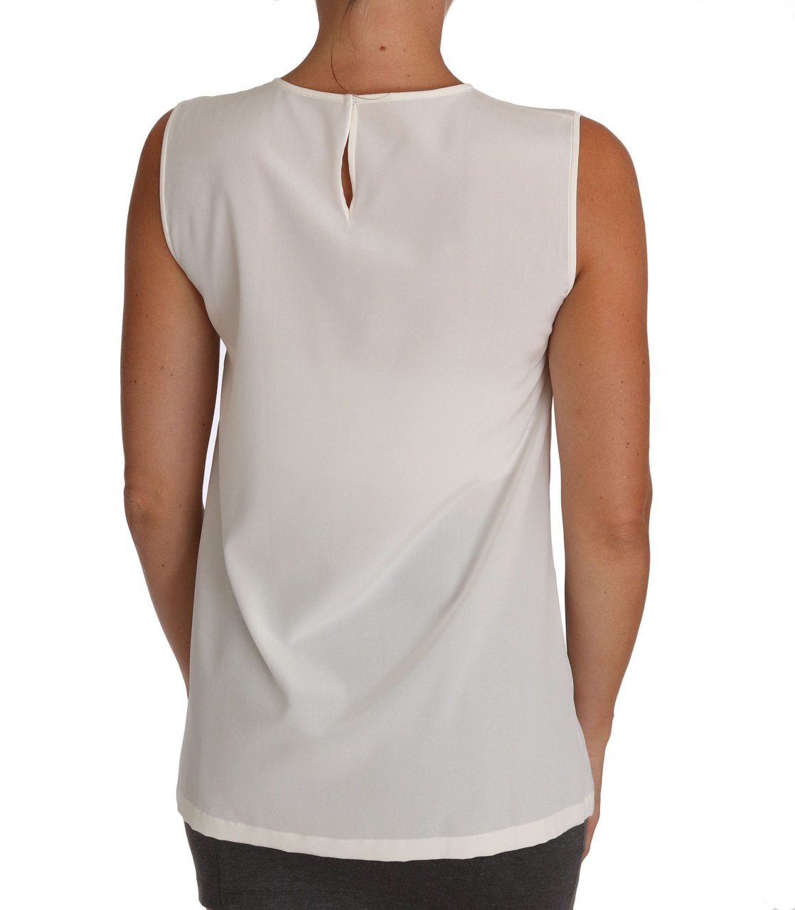 Dolce & Gabbana White Silk Embellished Crystal Sequin Fairy Top Wit