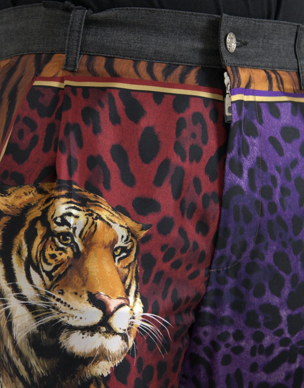 Dolce & Gabbana Multicolor Tiger Leopard Cotton Loose Tapered Pants Divers