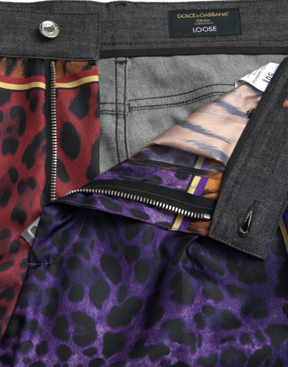 Dolce & Gabbana Multicolor Tiger Leopard Cotton Loose Tapered Pants Divers