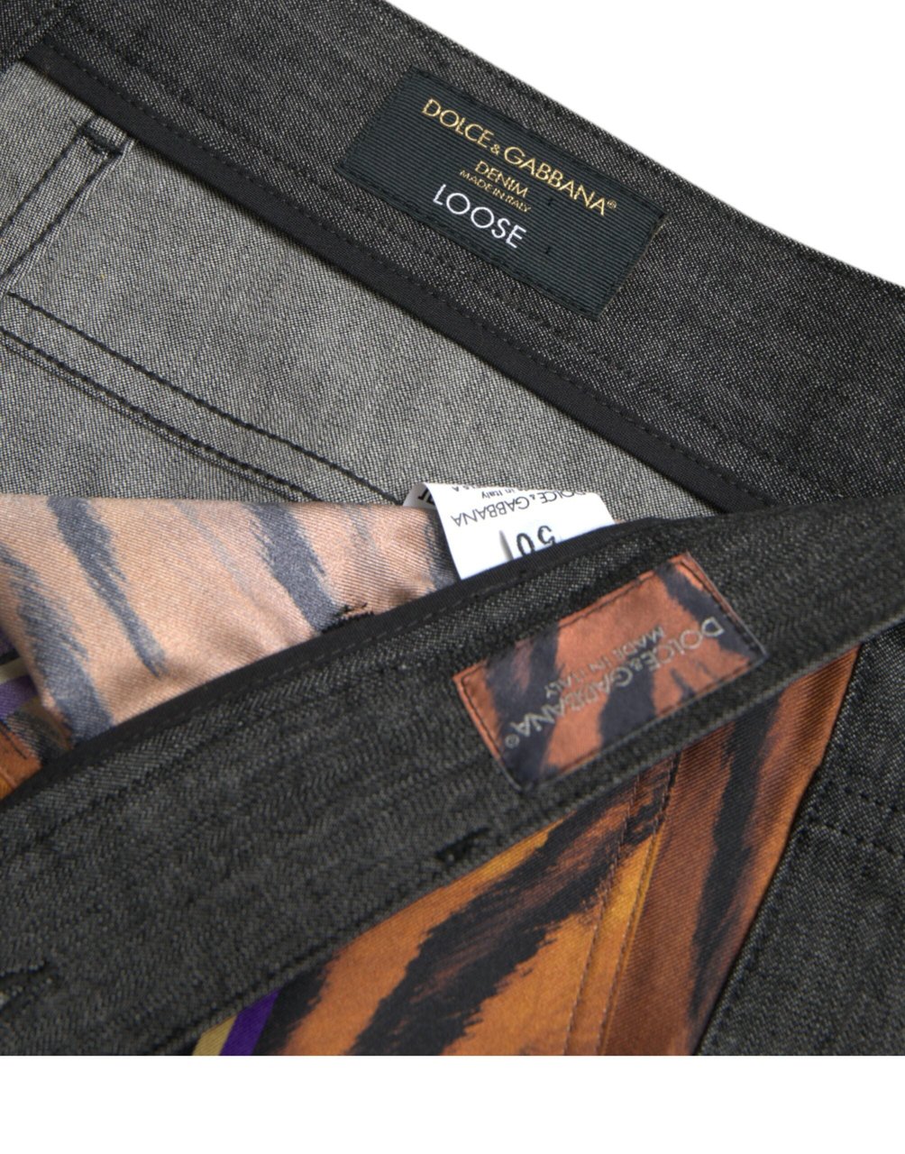 Dolce & Gabbana Multicolor Tiger Leopard Cotton Loose Tapered Pants Divers