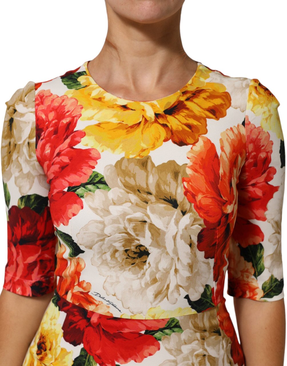 Dolce & Gabbana Multicolor Floral Print Viscose Sheath Dress Divers