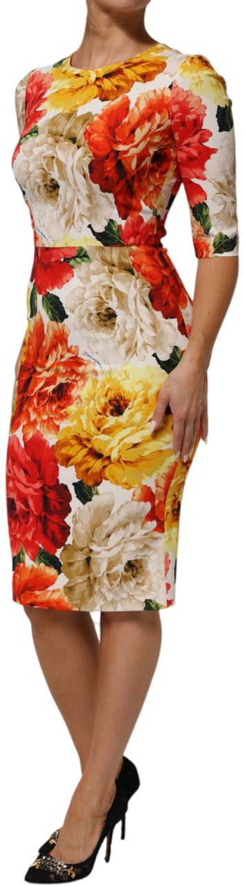 Dolce & Gabbana Multicolor Floral Print Viscose Sheath Dress Divers