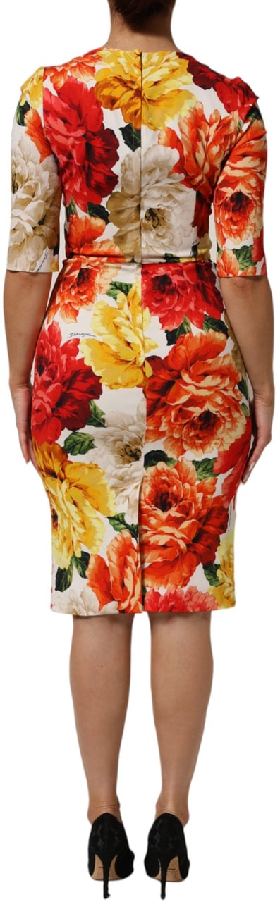 Dolce & Gabbana Multicolor Floral Print Viscose Sheath Dress Divers