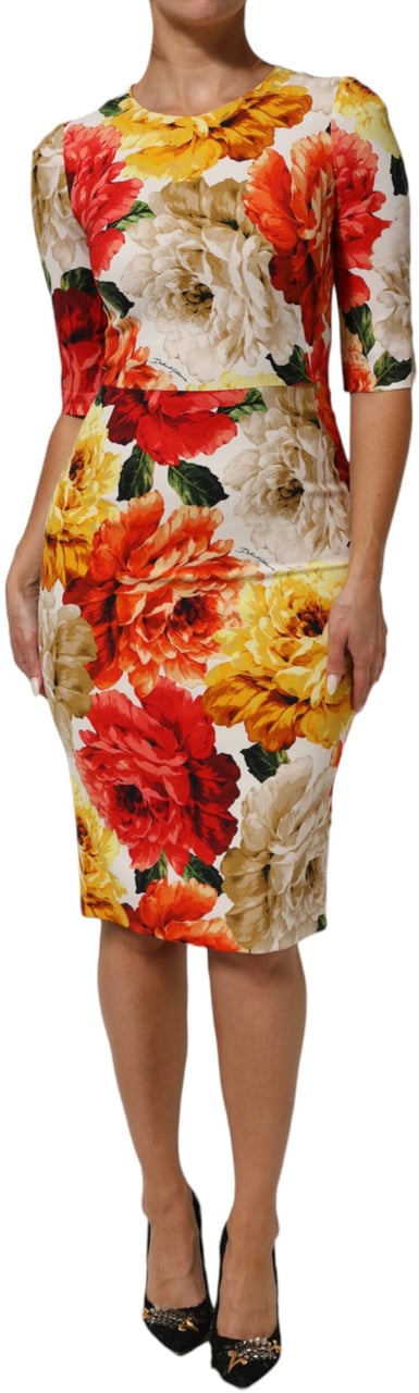 Dolce & Gabbana Multicolor Floral Print Viscose Sheath Dress Divers