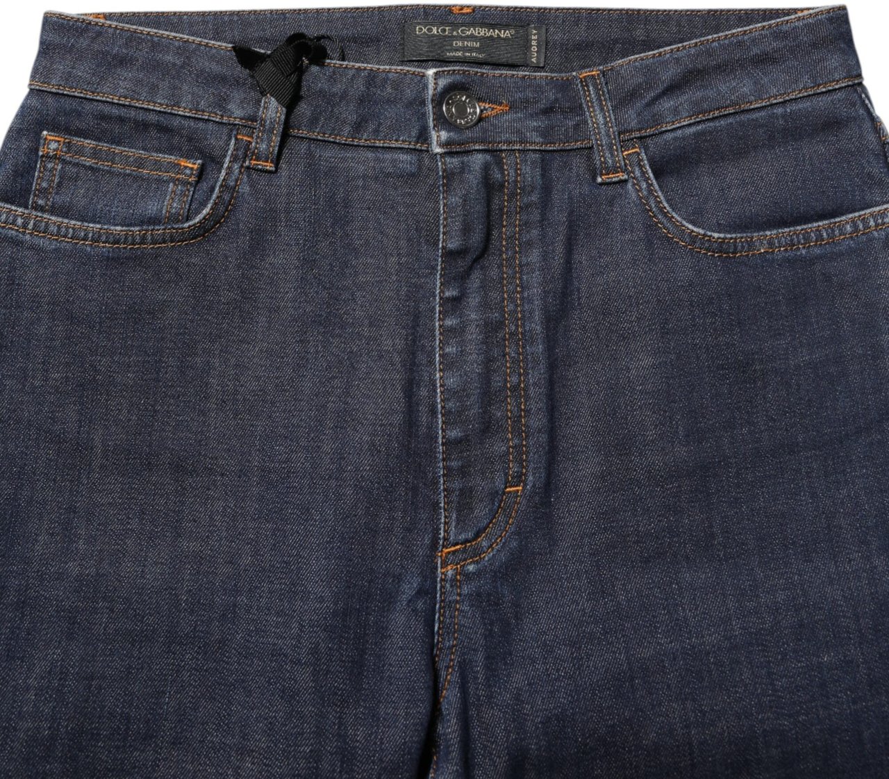 Dolce & Gabbana Blue Queen Patch AUDREY Mid Waist Denim Jeans Blauw