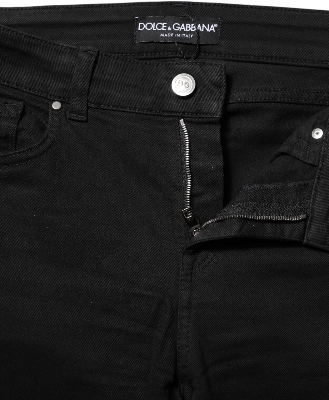 Dolce & Gabbana Black Skinny Cotton Mid Waisted Denim Jeans Zwart