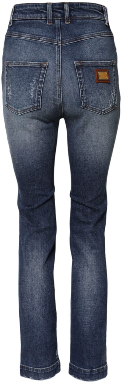 Dolce & Gabbana Blue Rhinestone Embellished Denim Jeans Blauw