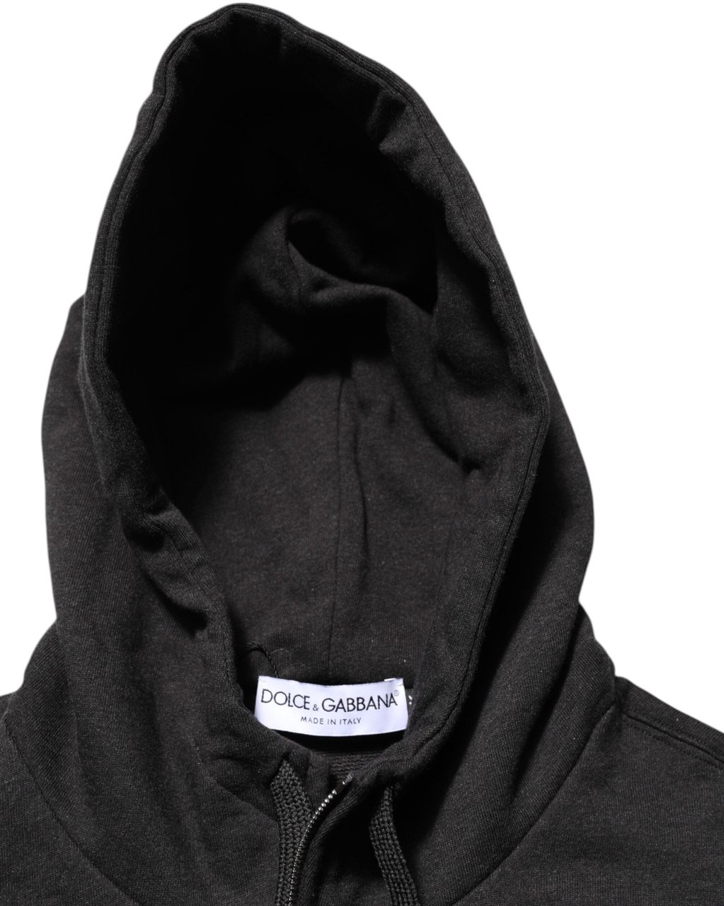 Dolce & Gabbana Black Logo FullZip Hooded Sweatshirt Sweater Zwart