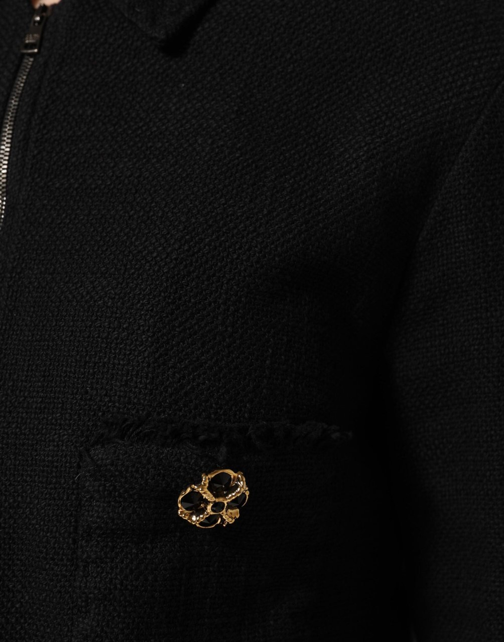 Dolce & Gabbana Black Cotton Full Zip Cropped Coat Jacket Zwart