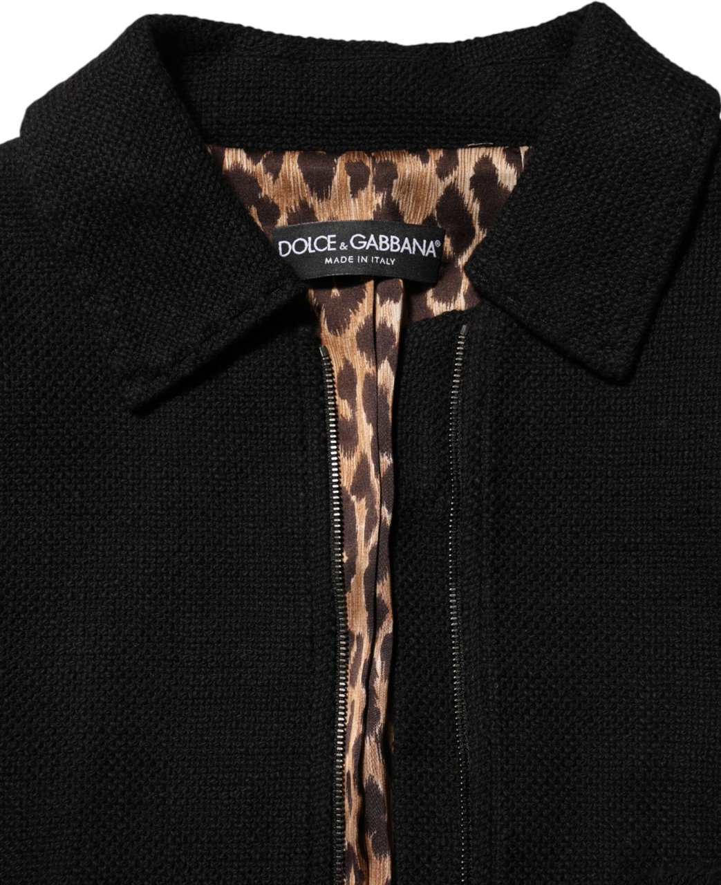Dolce & Gabbana Black Cotton Full Zip Cropped Coat Jacket Zwart