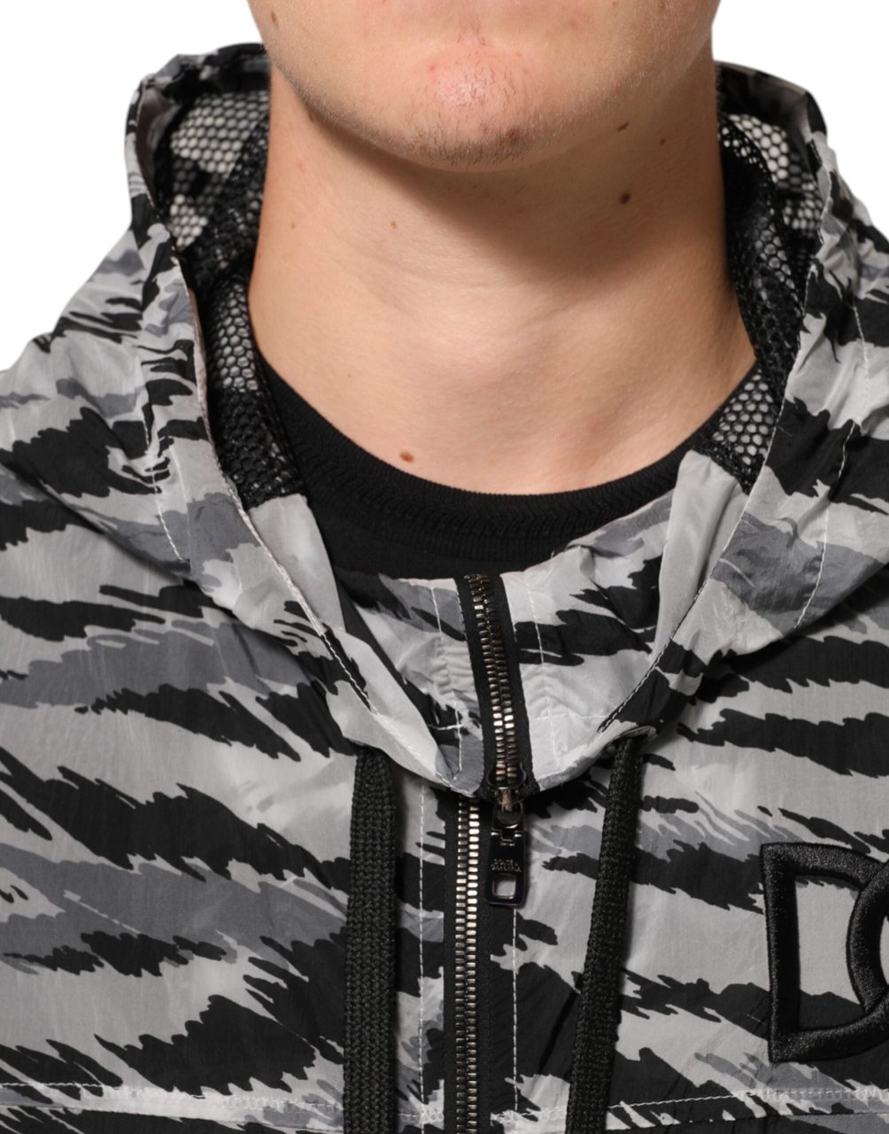 Dolce & Gabbana Gray Camouflage Hooded Sweatshirt Jacket Grijs