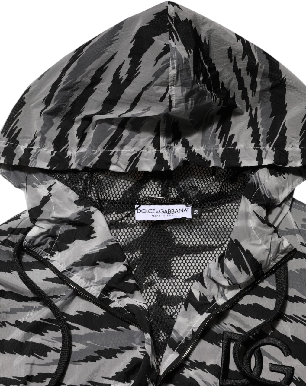 Dolce & Gabbana Gray Camouflage Hooded Sweatshirt Jacket Grijs