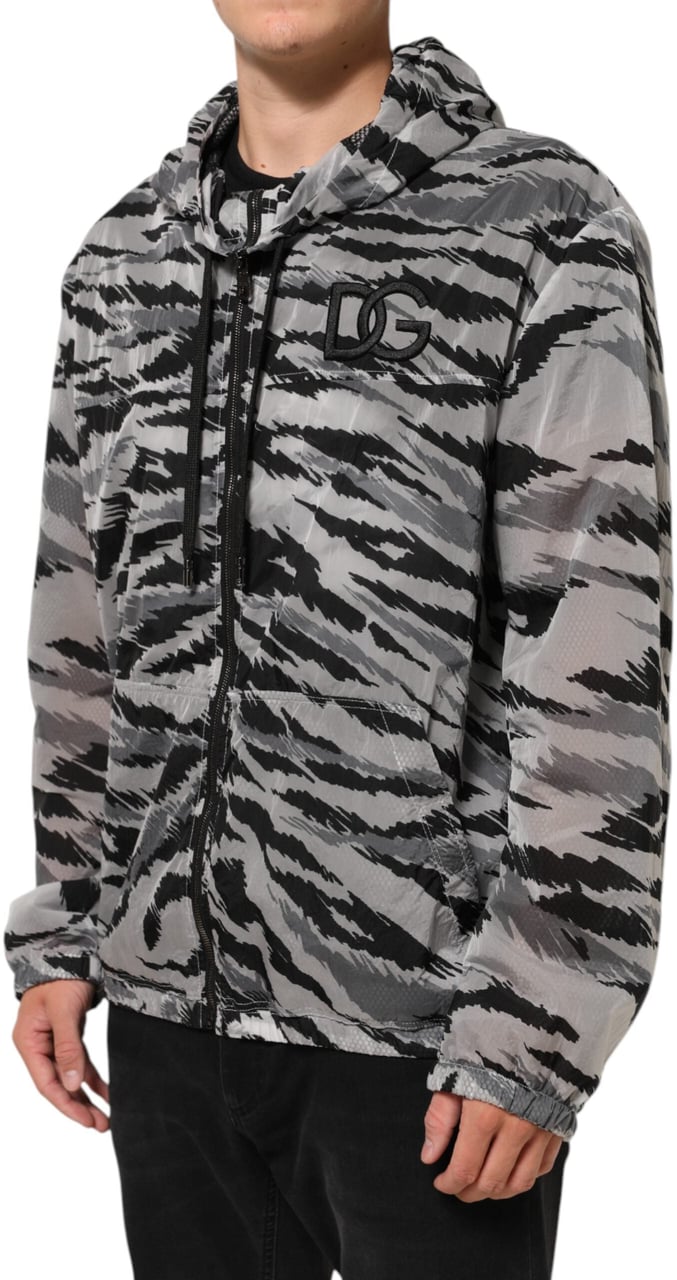 Dolce & Gabbana Gray Camouflage Hooded Sweatshirt Jacket Grijs