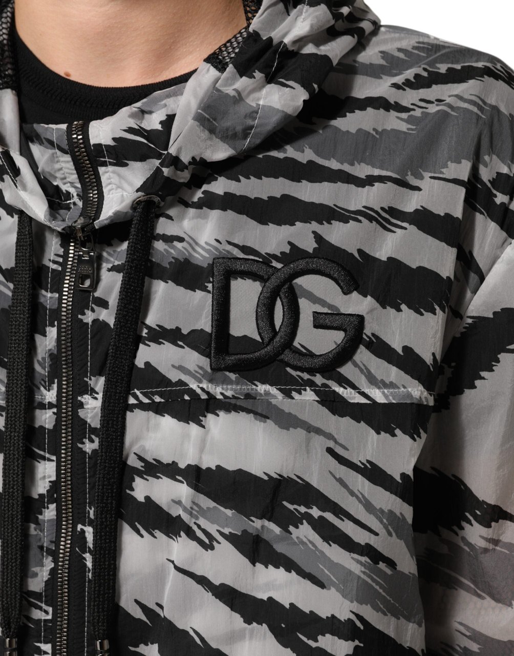 Dolce & Gabbana Gray Camouflage Hooded Sweatshirt Jacket Grijs