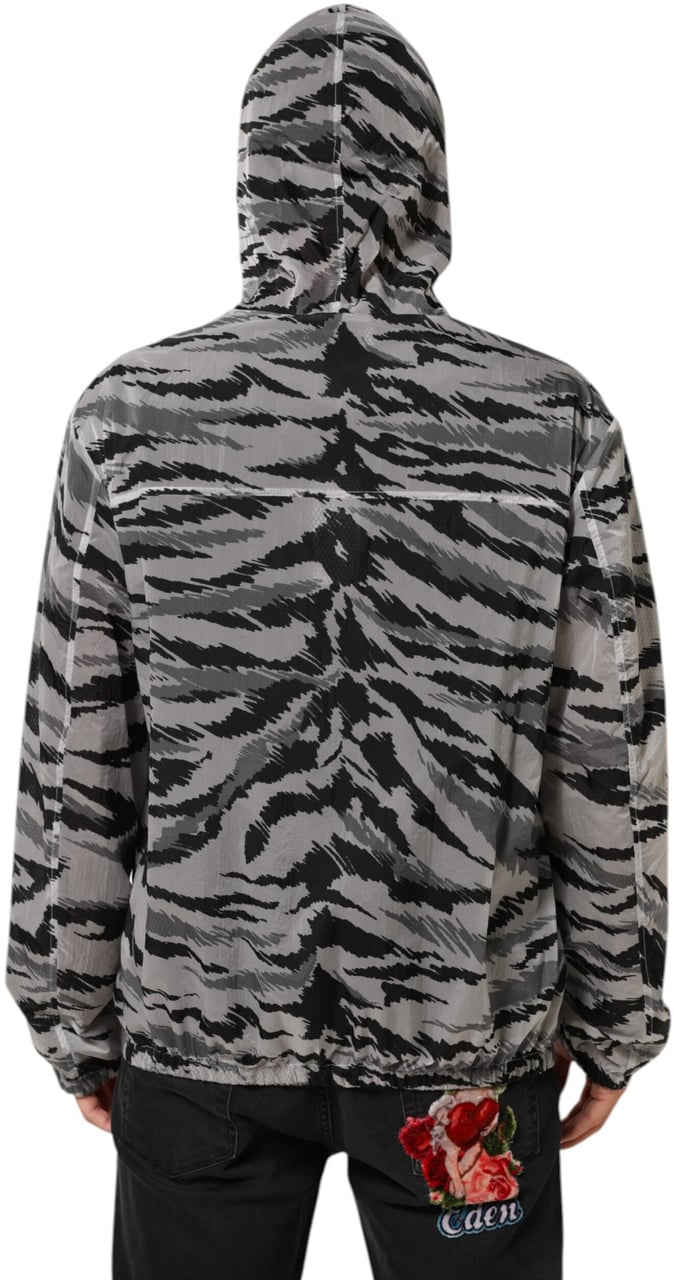 Dolce & Gabbana Gray Camouflage Hooded Sweatshirt Jacket Grijs