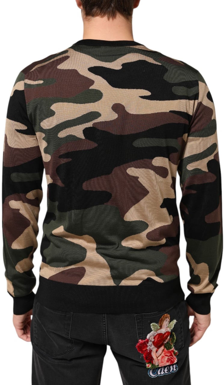 Dolce & Gabbana Multicolor Camouflage Crew Neck Men Pullover Sweater Divers