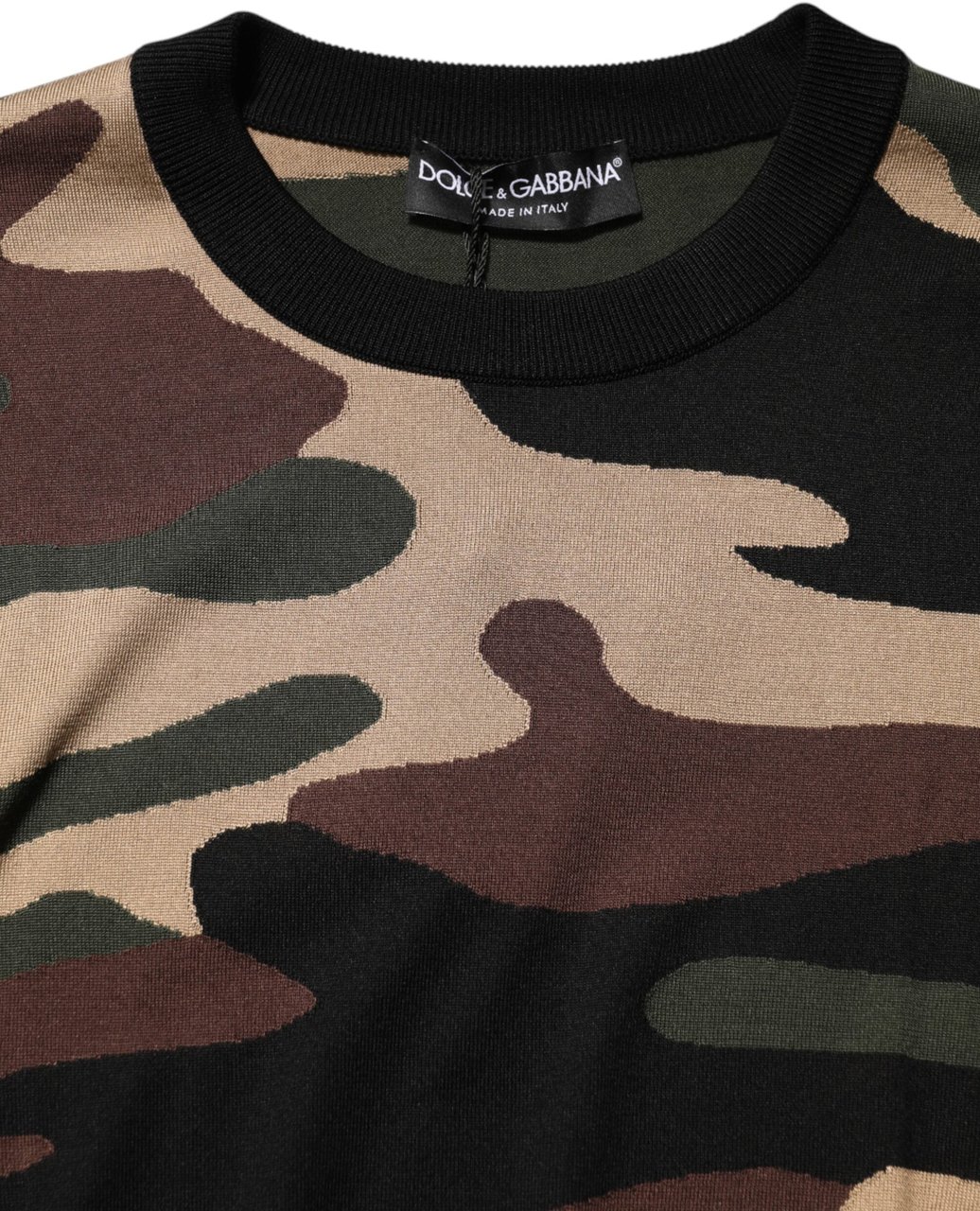Dolce & Gabbana Multicolor Camouflage Crew Neck Men Pullover Sweater Divers