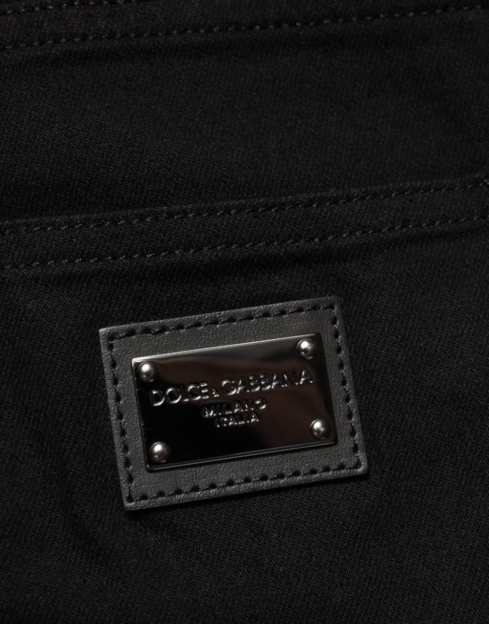 Dolce & Gabbana Black Cotton Stretch Slim Fit Men Denim Jeans Zwart