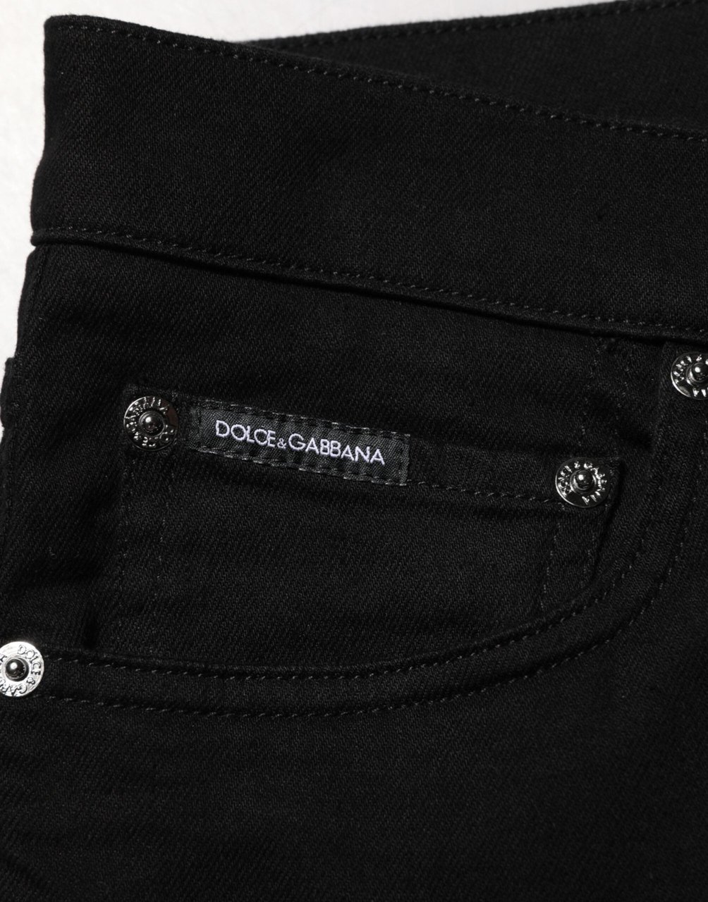 Dolce & Gabbana Black Cotton Stretch Slim Fit Men Denim Jeans Zwart