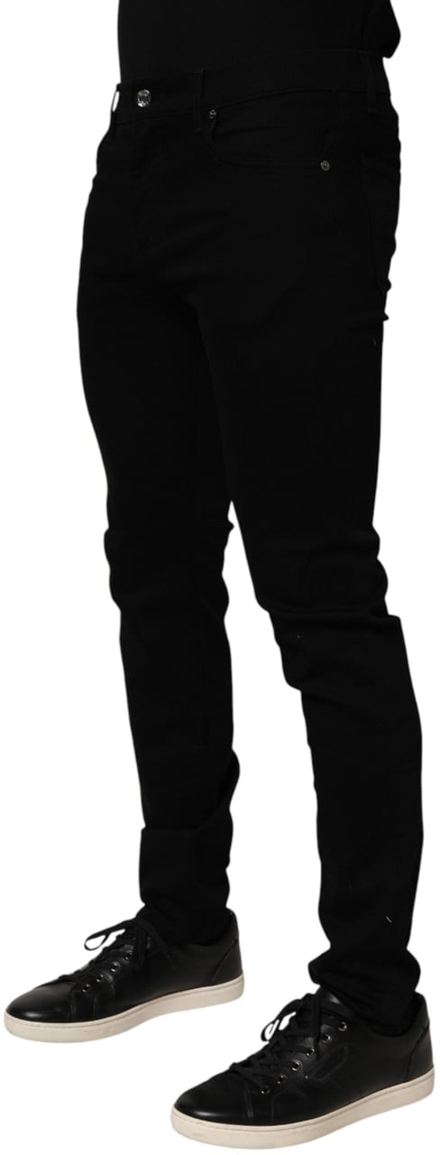 Dolce & Gabbana Black Cotton Stretch Slim Fit Men Denim Jeans Zwart