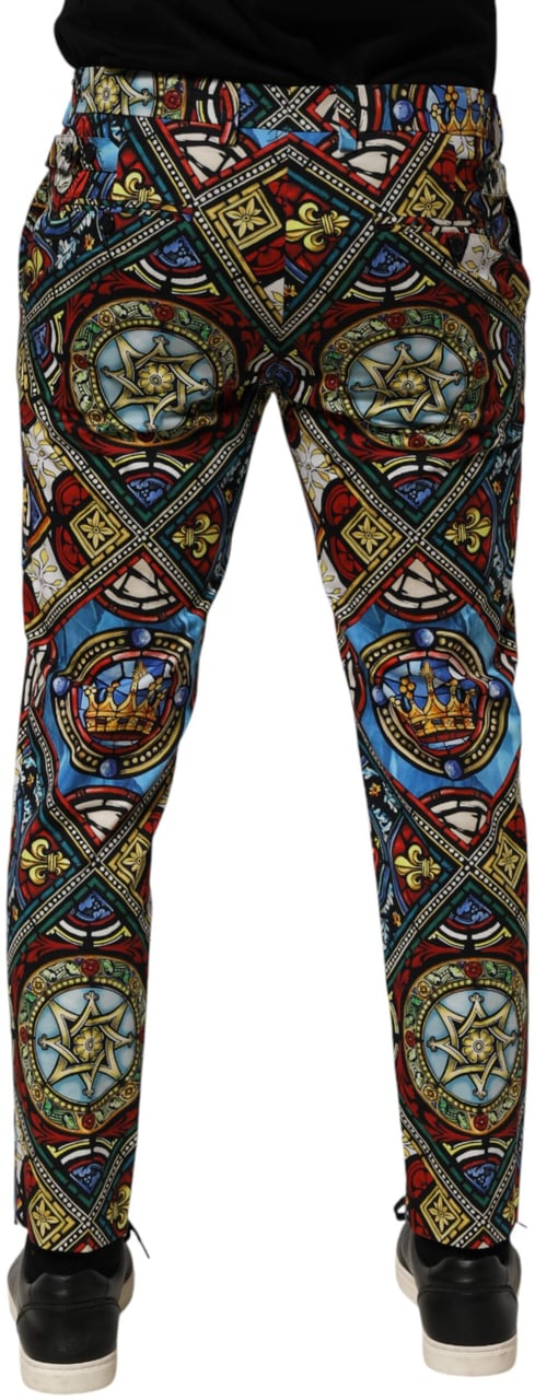 Dolce & Gabbana Multicolor Stained Glass Window Style Print Men Pants Divers