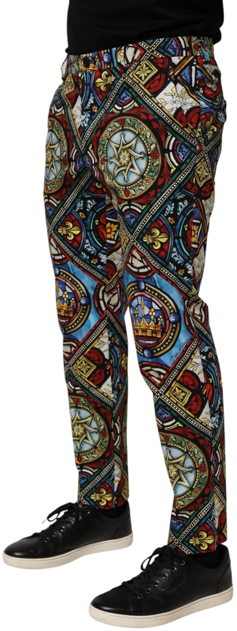 Dolce & Gabbana Multicolor Stained Glass Window Style Print Men Pants Divers