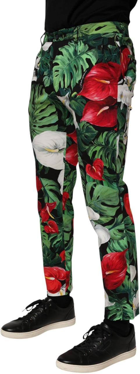 Dolce & Gabbana Multicolor Floral Print Cotton Tapered Pants Divers