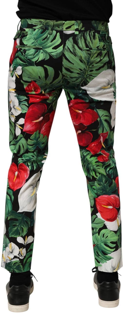 Dolce & Gabbana Multicolor Floral Print Cotton Tapered Pants Divers