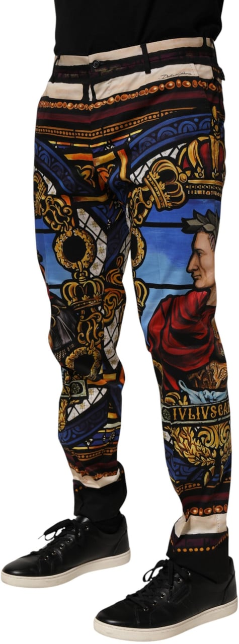 Dolce & Gabbana Multicolor Julias Ceasar Print Tapered Pants Divers