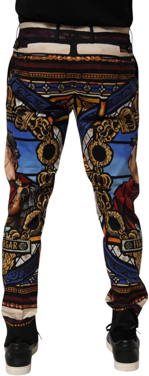 Dolce & Gabbana Multicolor Julias Ceasar Print Tapered Pants Divers