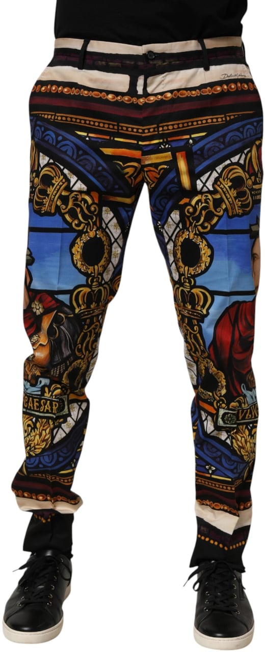 Dolce & Gabbana Multicolor Julias Ceasar Print Tapered Pants Divers