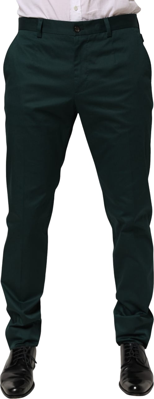 Dolce & Gabbana Green Cotton Formal Dress Men Trouser Pants Groen