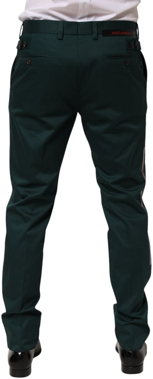 Dolce & Gabbana Green Cotton Formal Dress Men Trouser Pants Groen