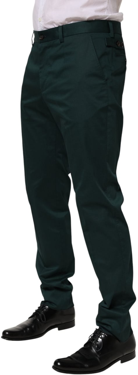 Dolce & Gabbana Green Cotton Formal Dress Men Trouser Pants Groen