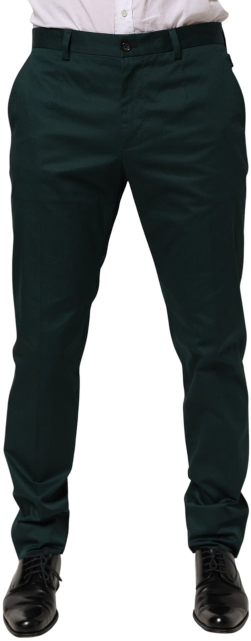 Dolce & Gabbana Green Cotton Formal Dress Men Trouser Pants Groen