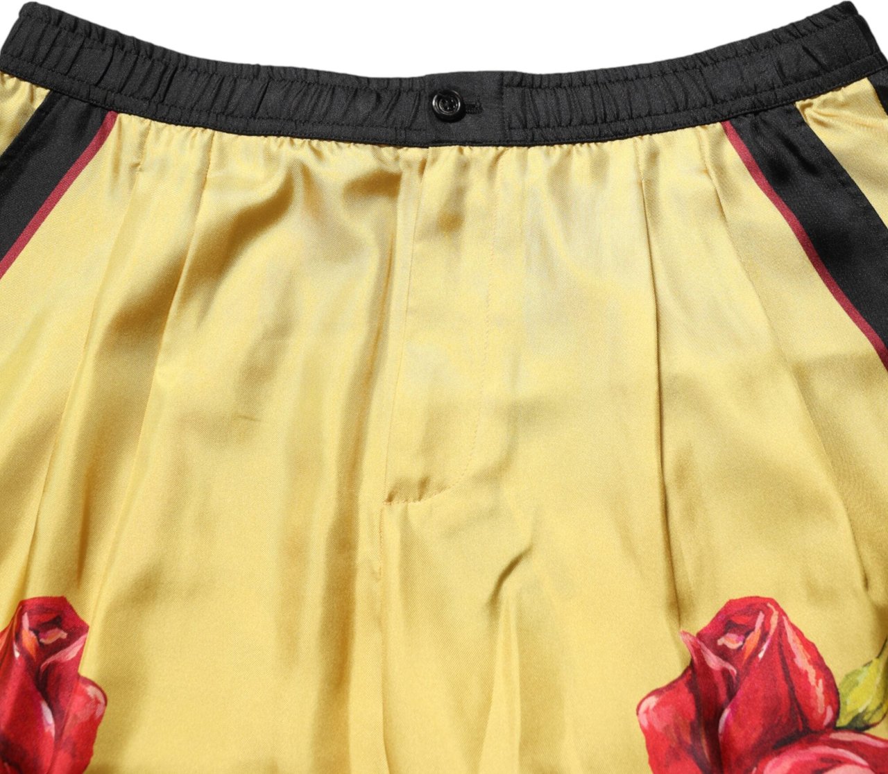 Dolce & Gabbana Yellow Floral Print Silk Men Bermuda Shorts Geel
