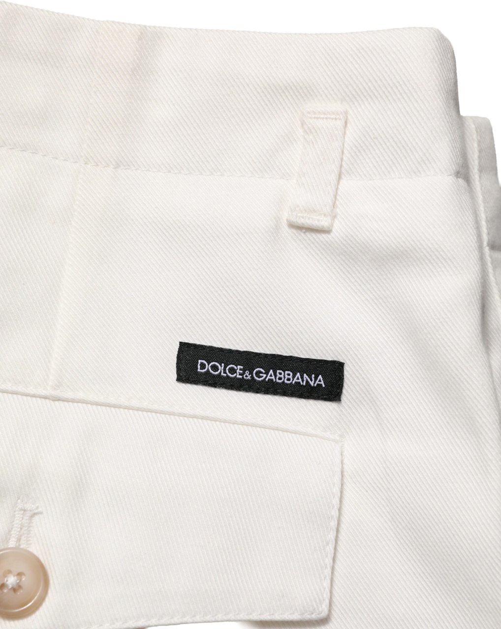 Dolce & Gabbana White Cotton Mid Waist Men Bermuda Shorts Wit