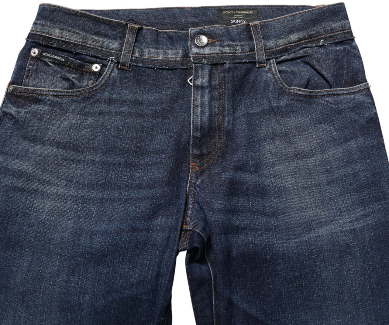 Dolce & Gabbana Blue Cotton Stretch Skinny Men Denim Jeans Blauw