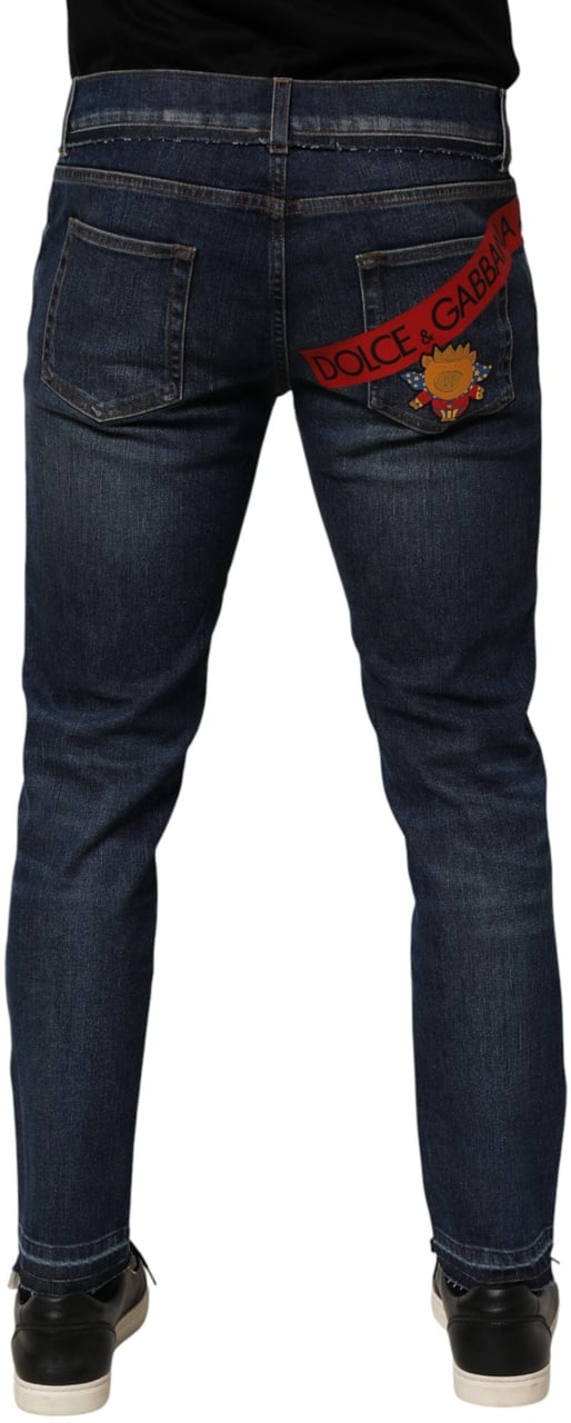 Dolce & Gabbana Blue Cotton Stretch Skinny Men Denim Jeans Blauw