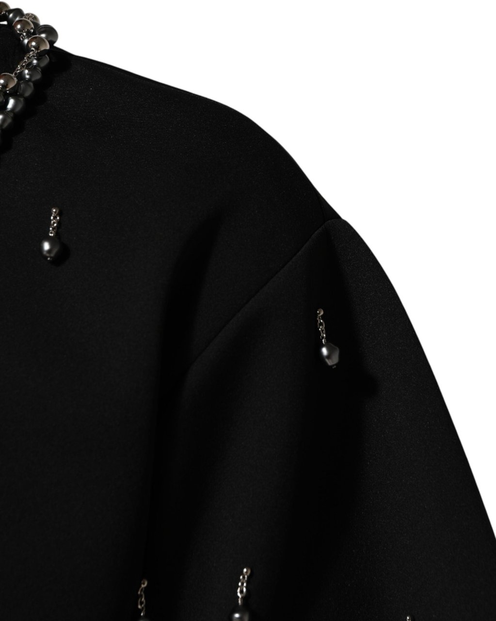 Dolce & Gabbana Black Polyester Necklace Embellished T-shirt Zwart